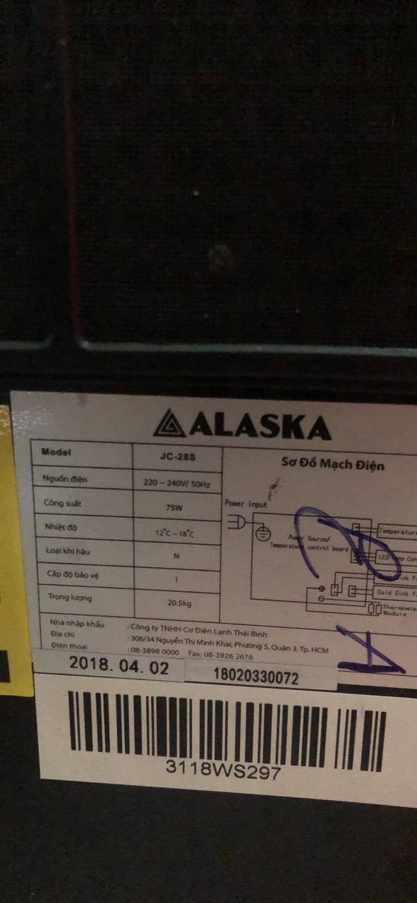 tualaska1 - Sửa tủ rượu vang Alaska chính hãng không mát
